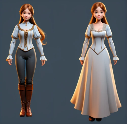 3d model,princess anna,3d rendered,3d modeling,3d figure,merida,character animation,gradient mesh,3d render,fairy tale character,suit of the snow maiden,rapunzel,women's clothing,fairy tale icons,cinderella,sprint woman,joan of arc,collected game assets,material test,plug-in figures,Conceptual Art,Fantasy,Fantasy 01
