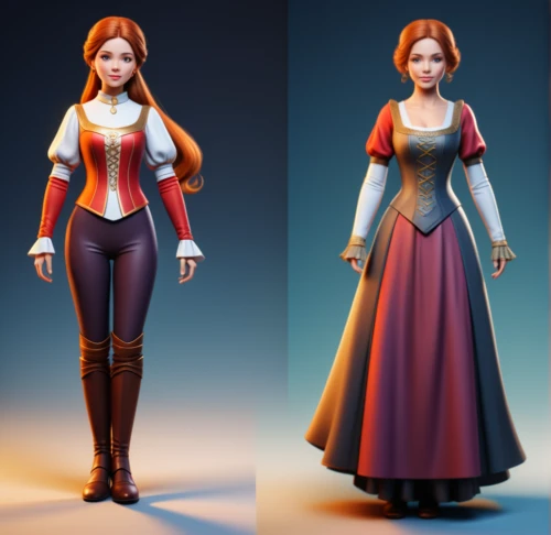 princess anna,3d model,fairytale characters,fairy tale character,3d figure,fairy tale icons,3d rendered,disney character,3d fantasy,merida,rapunzel,women's clothing,female doll,color is changable in ps,designer dolls,sewing pattern girls,3d modeling,3d render,costumes,doll figures,Conceptual Art,Fantasy,Fantasy 01