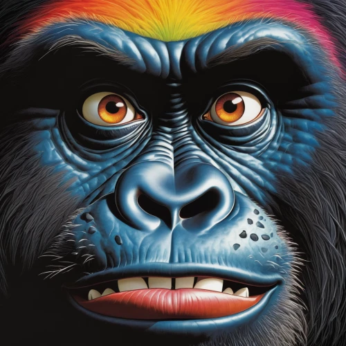 gorilla,primate,mandrill,chimpanzee,great apes,primates,ape,chimp,common chimpanzee,bonobo,siamang,kong,gibbon 5,monkeys band,uakari,silverback,congo,baboon,the monkey,orang utan,Illustration,Children,Children 03