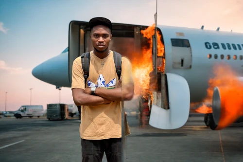 kendrick lamar,photo manipulation,dame’s rocket,sauceboat,airplane crash,plane crash,human torch,photomanipulation,image manipulation,fire disaster,fire master,conceptual photography,photoshop manipulation,ryanair,burning of waste,cargo,takeoff,fire background,gas flame,photoshop creativity