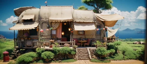 gypsy tent,house trailer,straw hut,elephant camp,popeye village,little house,circus tent,circus stage,studio ghibli,circus elephant,tavern,scandia gnome,cirque,big top,fairy village,knight tent,playhouse,scandia gnomes,treehouse,indian tent,Photography,General,Cinematic