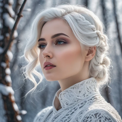 white rose snow queen,elsa,the snow queen,ice queen,winterblueher,suit of the snow maiden,eternal snow,winter rose,elven,romantic look,winter magic,ice princess,white winter dress,white walker,frozen,violet head elf,hoarfrost,white beauty,winter background,white fur hat,Photography,General,Fantasy