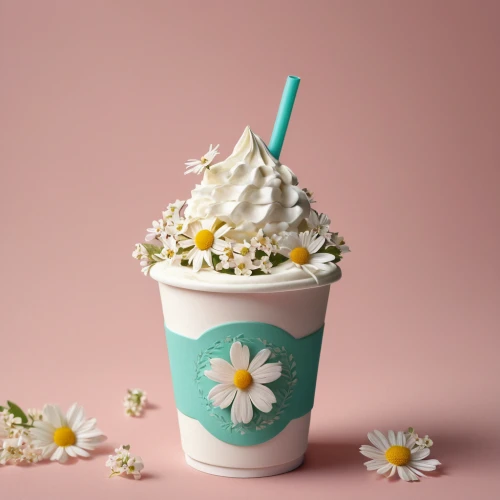 mint blossom,milkshake,sweet whipped cream,crème de menthe,dandelion coffee,frappé coffee,cones-milk star,cones milk star,whipped cream,currant shake,floral digital background,floral background,milk shake,whipped cream topping,crown daisy,paper cup,product photography,roumbaler straw,chamomile,stracciatella,Illustration,Paper based,Paper Based 02