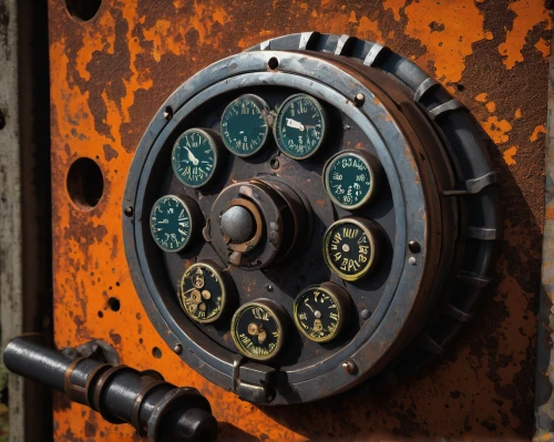 combination lock,steampunk gears,electricity meter,old calculating machine,bell button,valves,pulley,metal rust,rusting,old utility,riveting machines,cable reel,calculating machine,key pad,dial,ship's wheel,gearbox,brake mechanism,rusted,door lock,Illustration,Vector,Vector 11