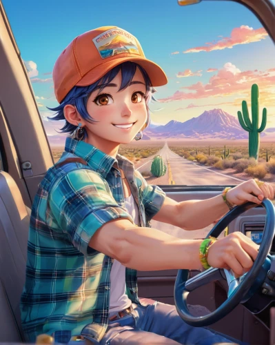 car drawing,arizona,behind the wheel,driving car,car mechanic,driver,sonoran,2d,driving school,drive,truck driver,world digital painting,open road,driving,cg artwork,saguaro,mechanic,driving a car,trucker,tucson,Illustration,Japanese style,Japanese Style 02