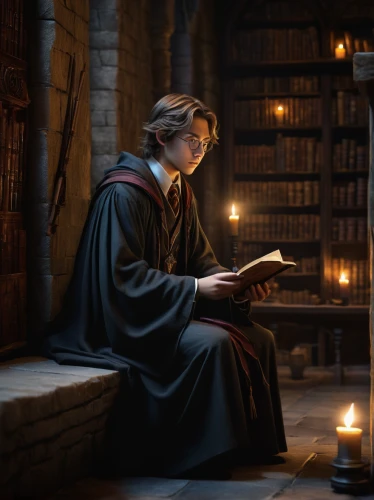 scholar,jrr tolkien,candlemaker,librarian,magic book,the abbot of olib,sci fiction illustration,bookworm,tutor,girl studying,bibliology,prayer book,cg artwork,apothecary,parchment,biblical narrative characters,flickering flame,divination,potter,spell,Illustration,Japanese style,Japanese Style 10