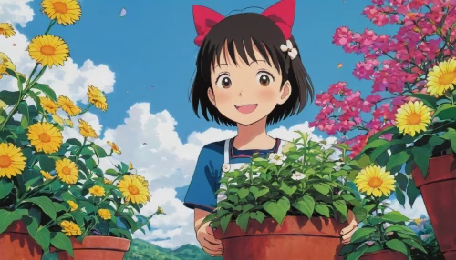 cartoon flowers,flowerpot,girl in flowers,flower pot,garden pot,potato blossoms,studio ghibli,kawaii cactus,flower background,polka plant,flowers png,芦ﾉ湖,paprika bush,falling flowers,flowers in wheel barrel,strawberry plant,potted flowers,girl picking flowers,holding flowers,strawberry flower,Illustration,Japanese style,Japanese Style 05