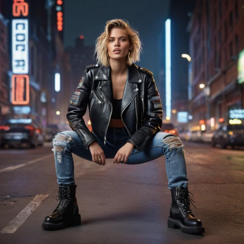 leather boots,women's boots,on the street,new york streets,boots,leather jacket,photo session at night,white boots,nyc,greta oto,femme fatale,knee-high boot,sofia,city ​​portrait,leather,motorcycle boot,steel-toed boots,woman free skating,jacket,female model,Photography,General,Sci-Fi