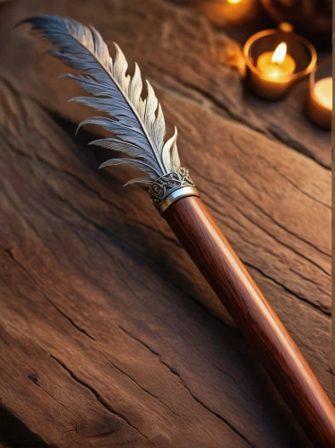 hawk feather,feather pen,hunting knife,chicken feather,peacock feather,raven's feather,feather,feather jewelry,bird feather,cosmetic brush,wooden mockup,pigeon feather,black feather,swan feather,wood background,white feather,prince of wales feathers,candle holder with handle,wooden background,herb knife,Photography,General,Commercial
