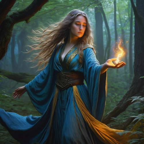 sorceress,blue enchantress,mystical portrait of a girl,fantasy portrait,the enchantress,fantasy picture,flame spirit,druid,fantasy art,light bearer,mage,fire artist,priestess,candlemaker,yogananda,druids,dancing flames,torch-bearer,firedancer,faerie,Conceptual Art,Daily,Daily 30