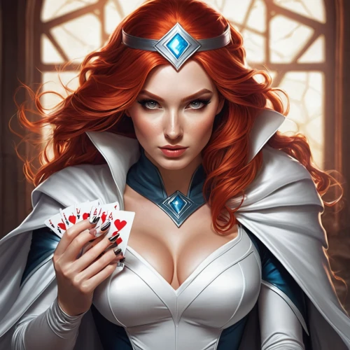 poker primrose,queen of hearts,playing cards,sorceress,playing card,poker,symetra,dice poker,ice queen,poker set,collectible card game,card game,spades,fantasy woman,card deck,deck of cards,magician,card games,chess player,games of light,Conceptual Art,Fantasy,Fantasy 03