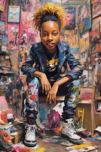 artist portrait,artist,art,child portrait,portrait background,sneakers,novelist,studio photo,oil on canvas,art model,punk,high-wire artist,portrait of a girl,painting technique,artist doll,holding shoes,art dealer,album cover,sneaker,custom portrait,Digital Art,Anime