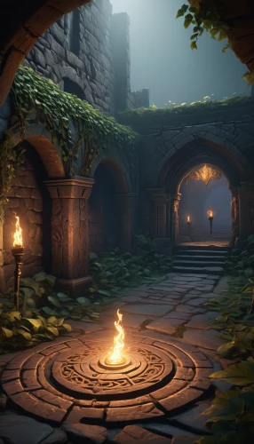 fireplaces,threshold,dungeons,dungeon,the mystical path,hearth,collected game assets,fireplace,hall of the fallen,games of light,the threshold of the house,druid grove,the eternal flame,labyrinth,pathway,development concept,dandelion hall,wishing well,hollow way,cauldron,Art,Artistic Painting,Artistic Painting 30