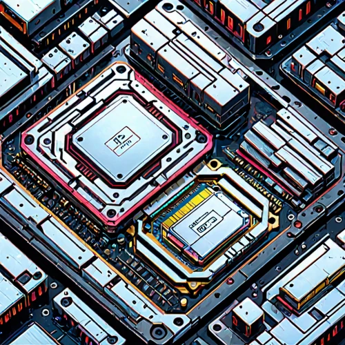 circuit board,computer chip,graphic card,circuitry,computer chips,motherboard,computer art,processor,electronics,pixel cells,micro,semiconductor,microchips,isometric,pcb,city blocks,multi core,integrated circuit,cpu,metropolis,Anime,Anime,General