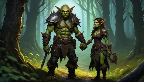 warrior and orc,druid grove,orc,massively multiplayer online role-playing game,devilwood,elven forest,druids,goblin,forest workers,druid,guards of the canyon,aaa,game illustration,aa,dark elf,trumpet creepers,green skin,splitting maul,the ugly swamp,fallen giants valley,Conceptual Art,Fantasy,Fantasy 08