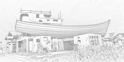 boatyard,house drawing,house of the sea,nautical banner,houseboat,seaside resort,boathouse,carnival tent,fisherman's house,stage curtain,boat house,pirate ship,boat shed,beach tent,3d rendering,boat yard,nautical paper,beach hut,maritime museum,beach house,Design Sketch,Design Sketch,Character Sketch