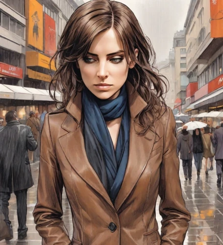 overcoat,woman in menswear,world digital painting,city ​​portrait,young woman,coat,woman shopping,trench coat,fashion vector,coat color,the girl at the station,woman thinking,woman walking,old coat,businesswoman,femme fatale,long coat,girl walking away,girl portrait,portrait background,Digital Art,Comic