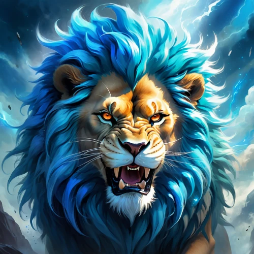 lion,forest king lion,panthera leo,lion head,lion white,roaring,lion - feline,lion father,male lion,lion number,to roar,skeezy lion,african lion,roar,two lion,zodiac sign leo,blue tiger,lions,lion's coach,female lion,Illustration,Realistic Fantasy,Realistic Fantasy 01