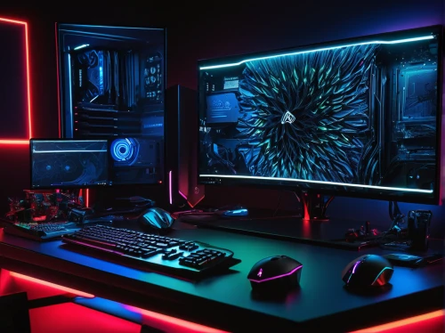 fractal design,pc,monitor wall,computer workstation,computer desk,lures and buy new desktop,desk,3d background,computer room,red blue wallpaper,monitors,desk top,setup,desktop computer,dual screen,desktop view,computer art,desktop,3d render,screens,Illustration,Black and White,Black and White 24