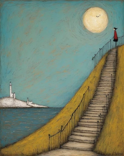vincent van gough,stairway to heaven,stairway,winding steps,lighthouse,petit minou lighthouse,el mar,the road to the sea,guiding light,light house,carol colman,vincent van gogh,breakwater,red lighthouse,girl on the stairs,post impressionism,pathway,jacob's ladder,man at the sea,steps,Art,Artistic Painting,Artistic Painting 49