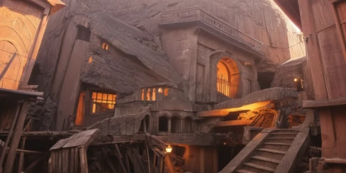 crooked house,3d fantasy,medieval architecture,wooden construction,witch's house,deadwood,fire damage,ancient house,3d render,witch house,3d rendered,ghost castle,ruin,hogwarts,crispy house,hall of the fallen,burning man,mandelbulb,gaudí,medieval street,Photography,General,Realistic