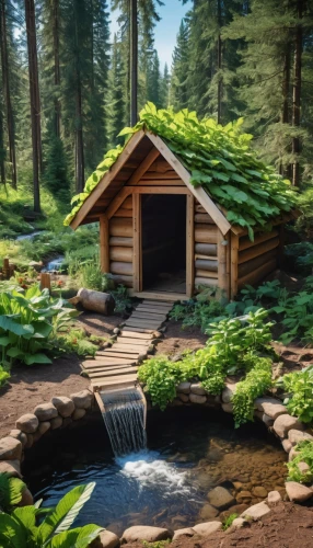 small cabin,wooden sauna,log cabin,house in the forest,log home,wood doghouse,wooden hut,summer cottage,the cabin in the mountains,miniature house,sauna,garden shed,small house,water mill,log bridge,home landscape,forest chapel,mountain spring,wooden house,3d rendering,Photography,General,Realistic