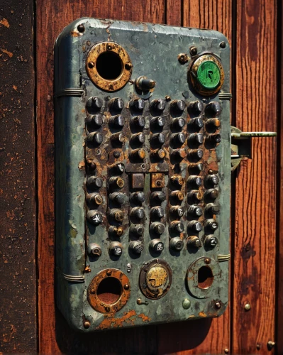 doorbell,key pad,keypad,old phone,intercom,switchboard operator,numeric keypad,telephone accessory,electricity meter,radio device,control panel,radio receiver,vintage telephone,conference phone,telephone operator,telephone handset,telephony,telecommunications,bell button,dial,Illustration,Japanese style,Japanese Style 17