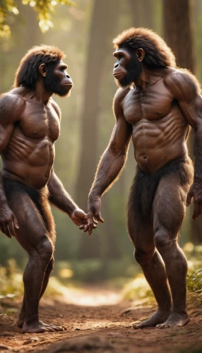 neanderthals,human evolution,the blood breast baboons,great apes,baboons,primates,neanderthal,paleolithic,ape,anthropomorphized animals,body-building,prehistory,stone age,bodybuilding,mammals,kong,mammalian,evolution,cougnou,orang utan,Photography,General,Commercial