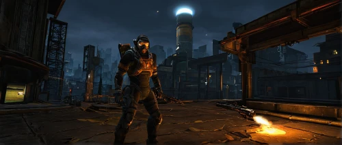 refinery,lamplighter,fallout4,huntress,lantern bat,black city,chemical plant,half life,action-adventure game,neottia nidus-avis,croft,gas lamp,fire-eater,steel tower,destroyed city,devil's walkingstick,penumbra,tall tales,massively multiplayer online role-playing game,locust,Art,Artistic Painting,Artistic Painting 38