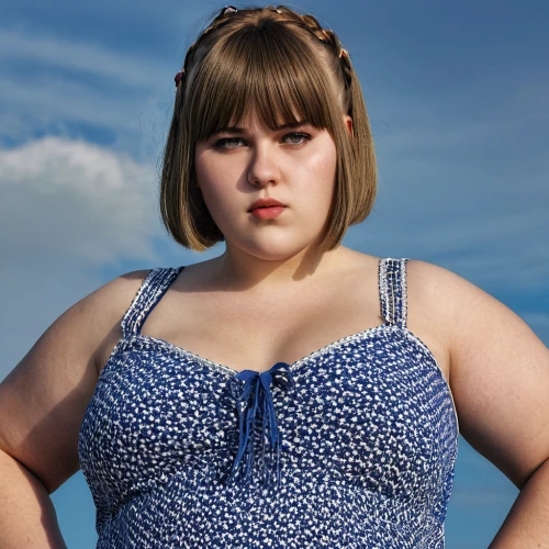 plus-size model,girl in overalls,plus-size,female model,portrait photography,pin-up model,a girl in a dress,tankini,polka dot dress,fat,girl in t-shirt,girl in a historic way,candy island girl,beautiful young woman,one-piece swimsuit,girl in a long,portrait of a girl,young woman,pretty young woman,the sea maid,Photography,General,Realistic