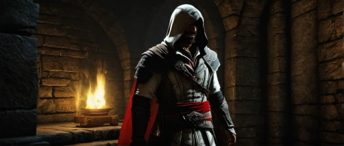 templar,hooded man,assassin,crusader,cloak,massively multiplayer online role-playing game,hooded,accolade,excalibur,dark elf,light bearer,castleguard,vestment,alaunt,male character,knight armor,paladin,high priest,guard,digital compositing,Illustration,Retro,Retro 17