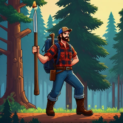 lumberjack,lumberjack pattern,woodsman,farmer in the woods,redwood,forest workers,pines,brawny,buffalo plaid bear,river pines,forest man,lumber,sugar pine,game illustration,forestry,arborist,mountain guide,logging,pine,cowboy plaid,Illustration,Vector,Vector 11