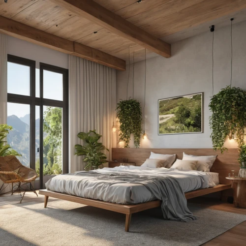 modern room,bedroom,wooden windows,wooden beams,modern decor,guest room,loft,livingroom,sleeping room,living room,bedroom window,smart home,great room,bed frame,room divider,canopy bed,modern living room,scandinavian style,3d rendering,soft furniture,Photography,General,Realistic