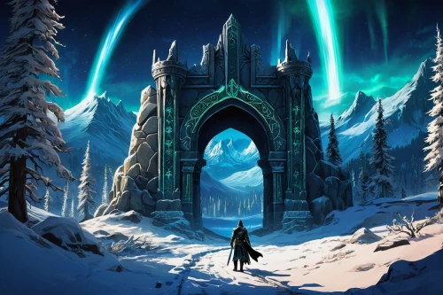 hall of the fallen,ice castle,northrend,portal,eternal snow,fantasy picture,games of light,concept art,hogwarts,infinite snow,background image,cg artwork,game illustration,winter background,backgrounds,winter magic,sci fiction illustration,northernlight,the northern lights,father frost,Illustration,Vector,Vector 16