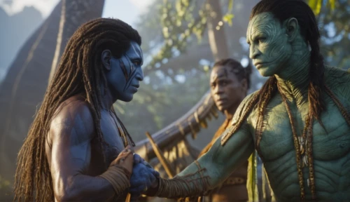avatar,warrior and orc,aborigines,ramayana,confrontation,connectedness,biblical narrative characters,reconciliation,aladha,community connection,alliance,indigenous australians,ramayan,vilgalys and moncalvo,warrior east,aborigine,mother and father,ancient people,cgi,warriors,Photography,General,Cinematic