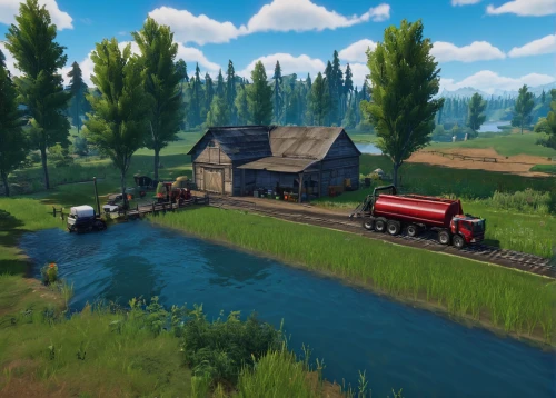 farmstead,farm yard,farm pack,farm set,the farm,countryside,rural,rust truck,idyllic,rural style,farm,country estate,freight depot,red barn,country side,merchant train,water mill,farmlands,rural landscape,house trailer,Art,Artistic Painting,Artistic Painting 37