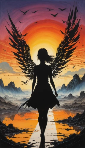 angel wing,angelology,winged heart,phoenix,angel wings,sun wing,flying girl,black angel,fire angel,dove of peace,archangel,death angel,winged,angel head,dark angel,wings,the archangel,guardian angel,angel,angels of the apocalypse,Illustration,Realistic Fantasy,Realistic Fantasy 03
