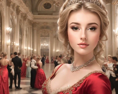 versailles,lady in red,red gown,miss circassian,emile vernon,man in red dress,debutante,girl in red dress,in red dress,catherine's palace,diadem,bougereau,opera,cepora judith,vanity fair,celtic woman,elegant,beautiful women,neoclassic,rococo