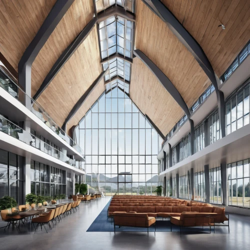 school design,daylighting,glass roof,christ chapel,modern office,conference room,wooden beams,field house,lecture hall,new building,glass facade,conference hall,structural glass,loft,indoor games and sports,folding roof,offices,ski facility,3d rendering,wooden roof,Photography,General,Realistic