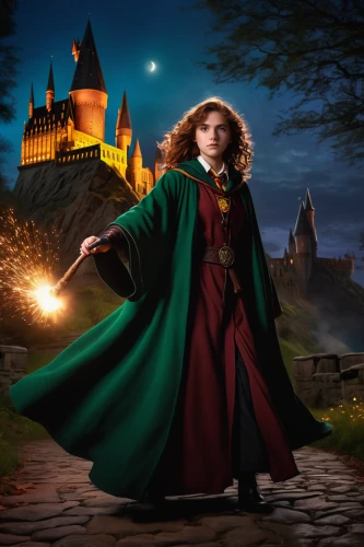 merida,fantasy picture,hogwarts,celtic woman,magical adventure,fairy tale character,broomstick,celtic queen,children's fairy tale,digital compositing,the wizard,magical,wizard,photoshop manipulation,wand,fantasy art,the enchantress,fairytale characters,fairy tale,celebration of witches,Illustration,American Style,American Style 07