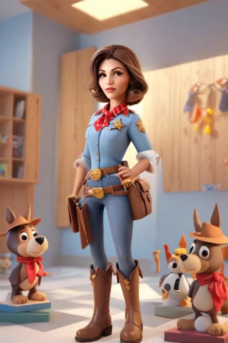 toy's story,zookeeper,sheriff,playmobil,scout,clay animation,child care worker,toy story,childcare worker,blue-collar worker,veterinarian,miniature figures,policewoman,animated cartoon,cute cartoon character,children's background,collectible action figures,clove,woodworker,3d figure,Digital Art,3D