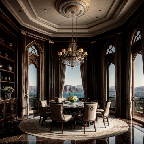 breakfast room,dining room,luxury home interior,luxury property,great room,billiard room,dining room table,luxury real estate,penthouse apartment,china cabinet,ornate room,napoleon iii style,marble palace,savoy,luxurious,wade rooms,boardroom,luxury hotel,luxury suite,dining table