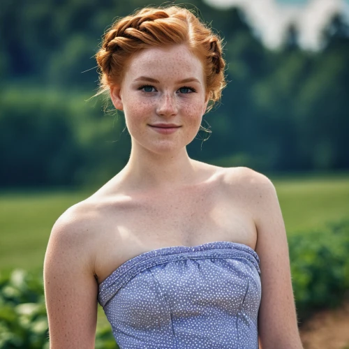 maci,farm girl,bridesmaid,celtic woman,milkmaid,country dress,girl in white dress,ginger rodgers,girl in a long dress,cotton top,redheaded,redhair,eufiliya,elsa,bodice,young woman,countrygirl,redheads,strapless dress,red-haired,Photography,General,Realistic