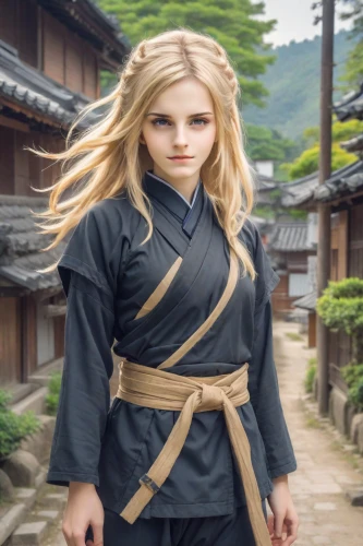 little girl in wind,martial arts uniform,anime japanese clothing,japanese martial arts,japanese doll,japanese background,kiyomizu,kyoto,kenjutsu,japanese culture,girl in a historic way,tsukemono,goki,beautiful girls with katana,korean folk village,samurai,samurai fighter,the japanese doll,japanese kawaii,japanese woman,Photography,Realistic