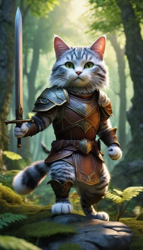 cat warrior,kobold,felidae,goki,rex cat,animal feline,robin hood,splinter,massively multiplayer online role-playing game,cartoon cat,cullen skink,wild cat,aaa,silver tabby,cat sparrow,adventurer,cat,game art,swordsman,cat image,Illustration,Paper based,Paper Based 08