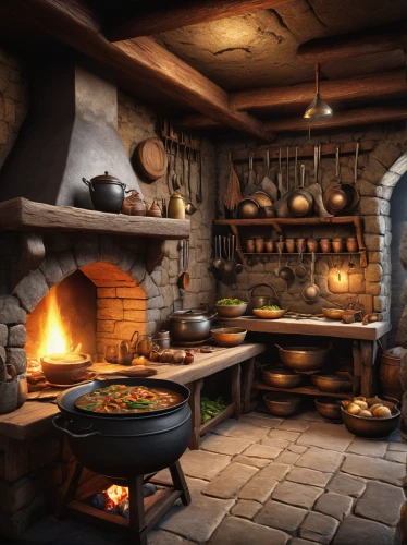 stone oven,dwarf cookin,hearth,masonry oven,cookery,victorian kitchen,tile kitchen,kitchen interior,blacksmith,the kitchen,tinsmith,tavern,cannon oven,kitchen,apothecary,bakery,cooking pot,candlemaker,big kitchen,pizza oven,Illustration,Black and White,Black and White 23