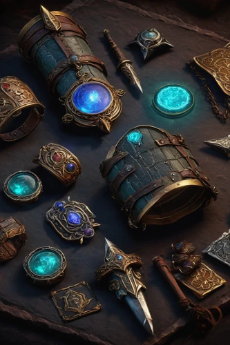 trinkets,collected game assets,scrolls,runes,treasure chest,shields,items,weapons,scabbard,set of icons,belts,crown icons,mod ornaments,inventory,hoard,artifact,copper utensils,treasures,quiver,gauntlet,Conceptual Art,Daily,Daily 30