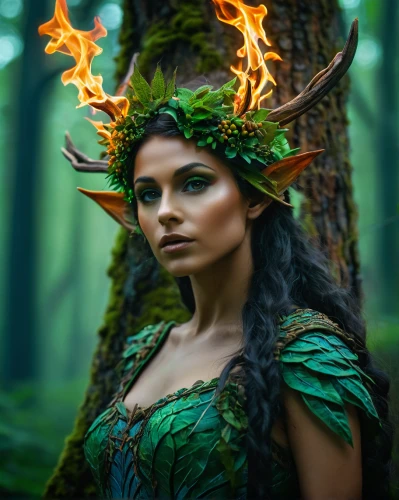 dryad,the enchantress,faery,faerie,fae,celtic queen,elven,anahata,druid,forest dragon,sorceress,elven forest,fantasy woman,fantasy portrait,fairy queen,wood elf,faun,green aurora,fantasy picture,fantasy art,Photography,General,Fantasy