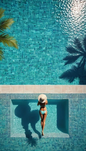 swimming pool,swim cap,panama hat,swimmer,pool water surface,outdoor pool,pool water,female swimmer,swimming people,poolside,swim,blue hawaii,infinity swimming pool,pool,dug-out pool,backstroke,jumping into the pool,pool cleaning,digital compositing,blue jasmine,Illustration,Black and White,Black and White 02