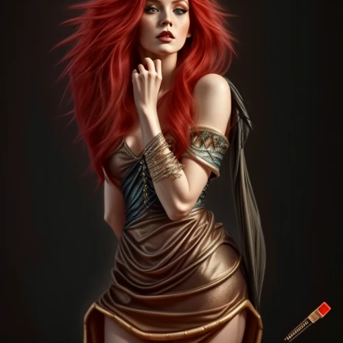 fantasy art,sorceress,transistor,red-haired,red head,fantasy woman,aphrodite,the enchantress,warrior woman,fantasy portrait,redhair,woman with ice-cream,female warrior,cigarette girl,redheaded,fantasy picture,redhead doll,ancient egyptian girl,celtic queen,ariel